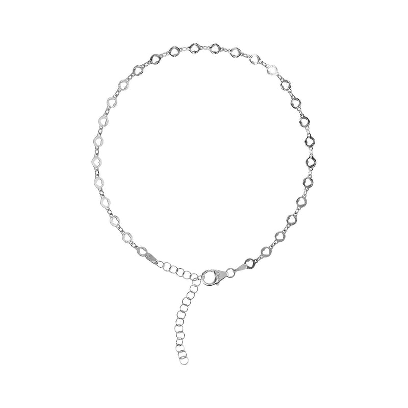 Italian Silver Heart Chain Ankle Bracelet, 2.3g — Main view