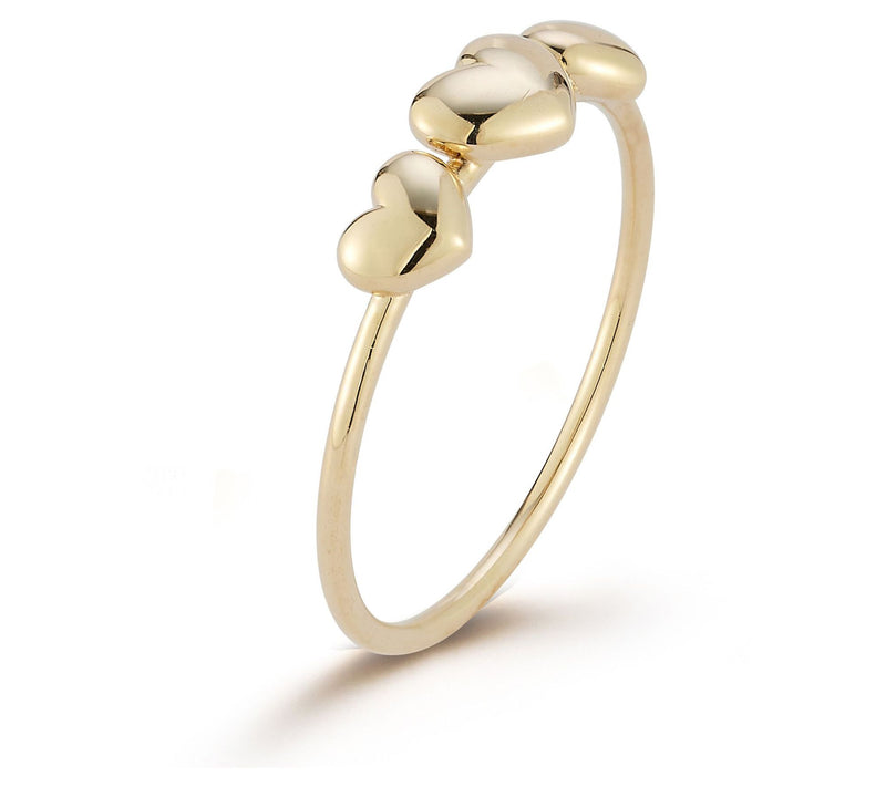 Luminosa Gold T riple Puffed He art Station Rin g, 14K — View 2