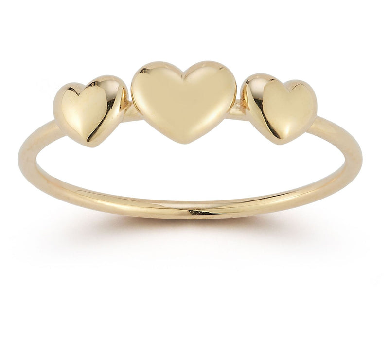 Luminosa Gold T riple Puffed He art Station Rin g, 14K — View 7