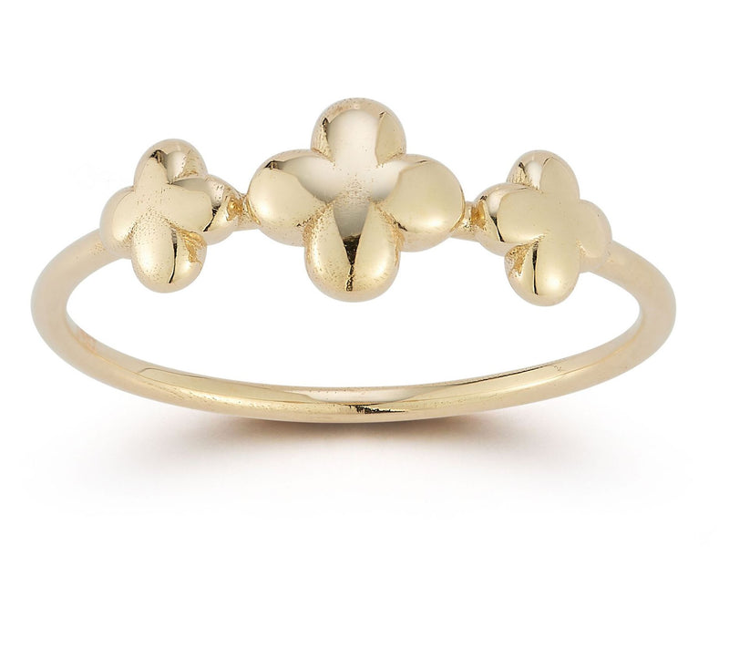Luminosa Gold Triple Puffed Clover Station Ring, 14K — Main view