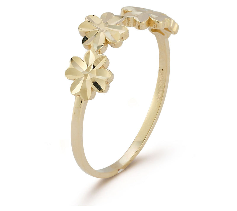 Luminosa Gold D iamond Cut Clov er Station Ring , 14K — View 2