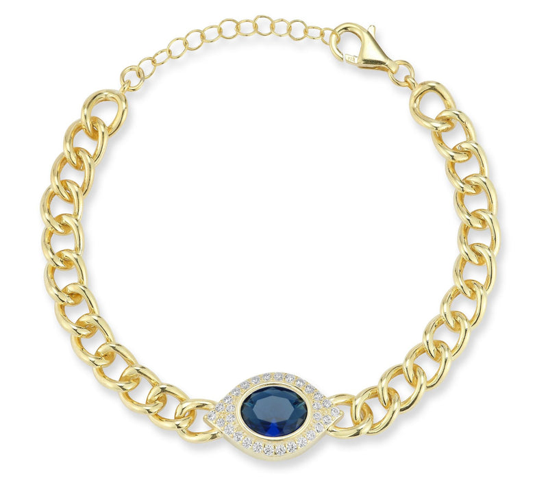 Sterlina Silver Chunky Evil Eye Bracelet, 14K Gold Plated — View 9