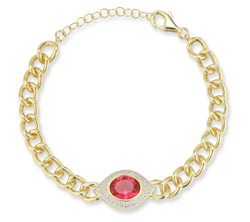 Sterlina Silver Chunky Evil Eye Bracelet, 14K Gold Plated — View 12