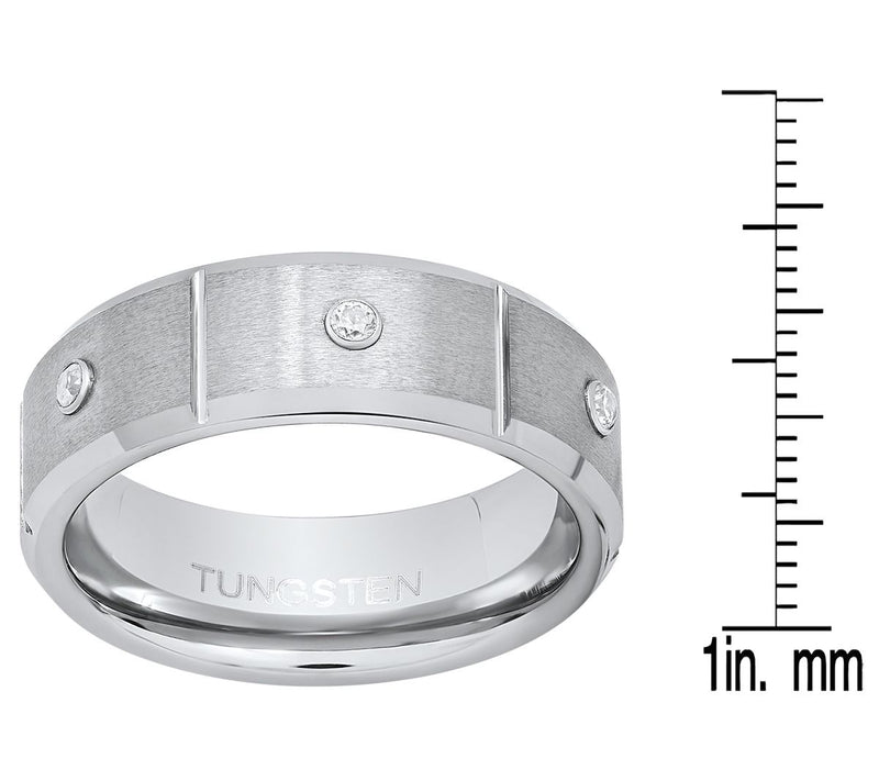 Steel By Design Men's Cubic Zirconia Tungsten Band Ring — View 3