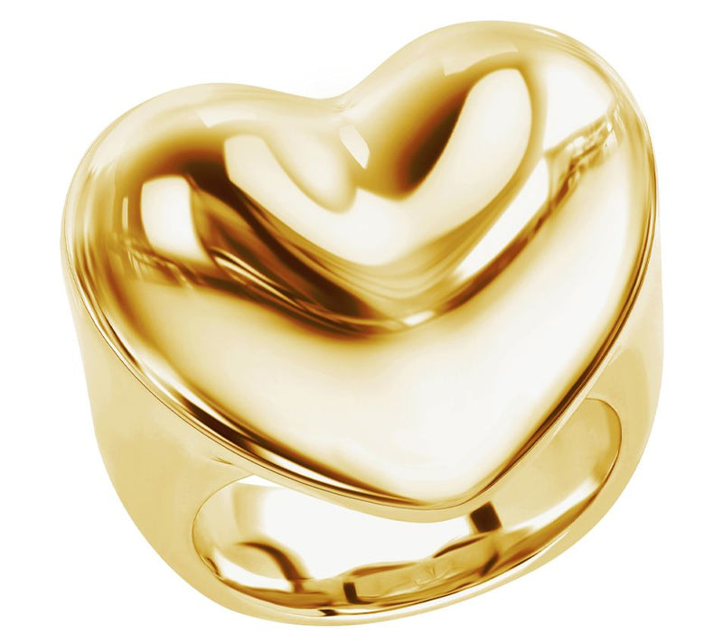 Ariva Sterling Silver 18K Gold Clad Polished Puffed Heart Ring — Main view