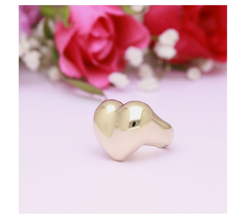 Ariva Sterling Silver 18K Gold Clad Polished Puffed Heart Ring — View 5