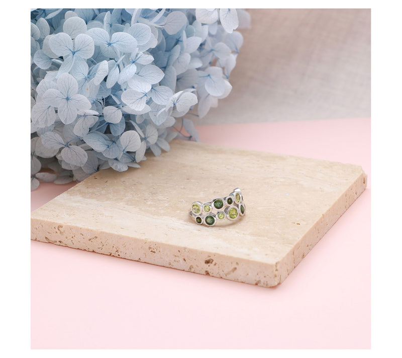 Ariva Sterling Silver Peridot & Tourmaline Bubble Ring — View 4
