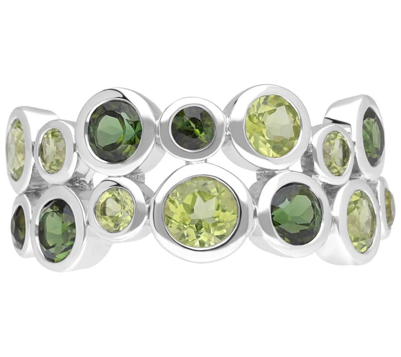Ariva Sterling Silver Peridot & Tourmaline Bubble Ring — Main view