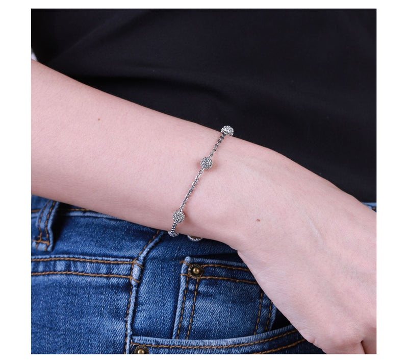 Tiffany Kay Studio Sterling Purl Knit Ball Station Bracelet — View 5