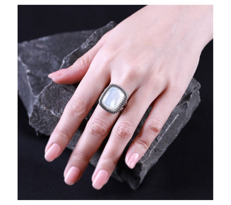 Tiffany Kay Studio Sterling Herringbone Gemstone Cocktail Ring — View 5