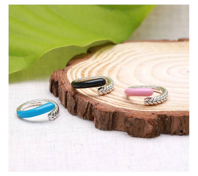 Tiffany Kay Studio Sterling Herringbone EnamelWrap Ring — View 6
