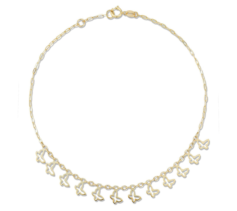 Luminosa Gold Butterfly Chain Ankle Bracelet, 14K — View 6