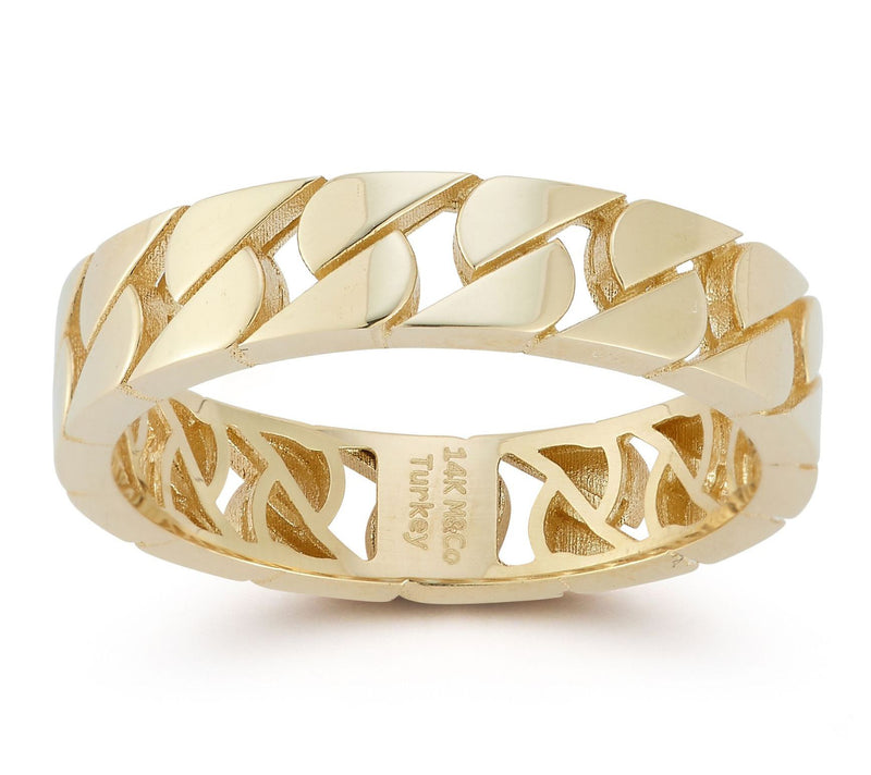 Luminosa Gold Curb Band Ring, 14K — View 2