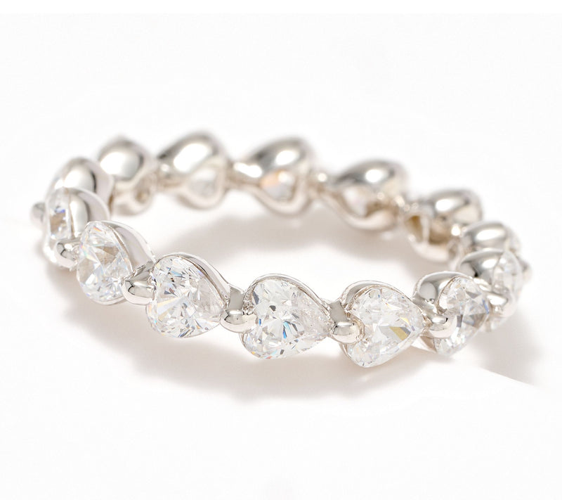 Diamonique Classics Choice of Cut Eternity Band Ring, Sterling — View 4