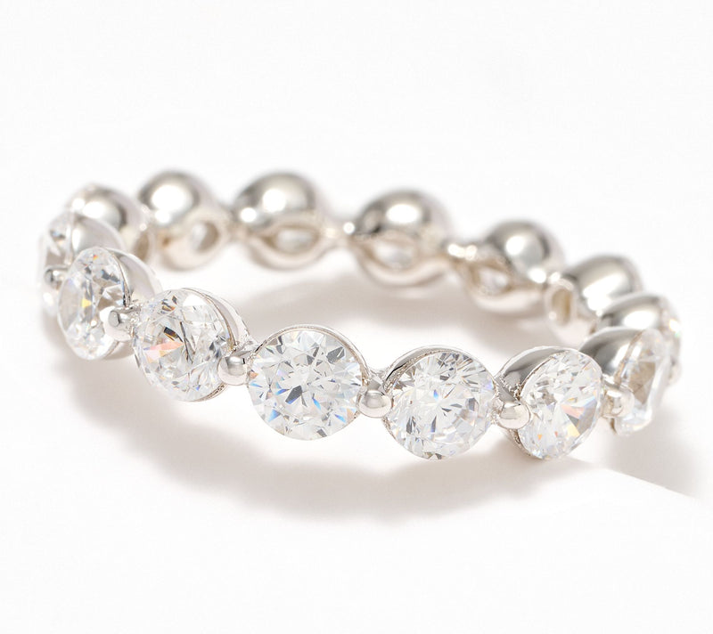 Diamonique Classics Choice of Cut Eternity Band Ring, Sterling — View 3