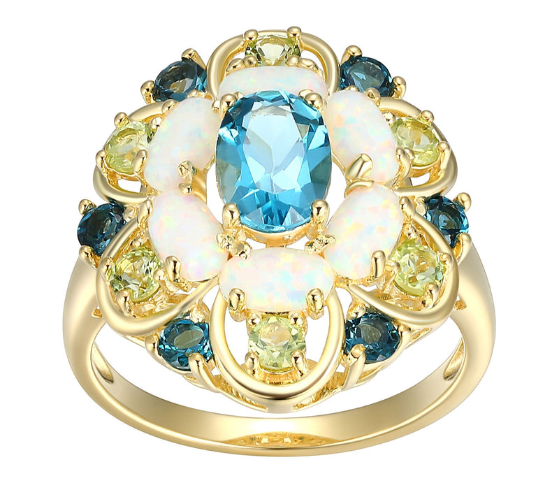 Affinity Gems Multi-Gemstone Cocktail Ring, 18K Gold Plated — View 3