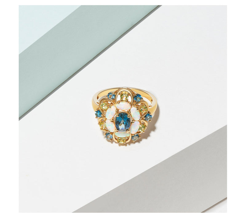 Affinity Gems Multi-Gemstone Cocktail Ring, 18K Gold Plated — View 6