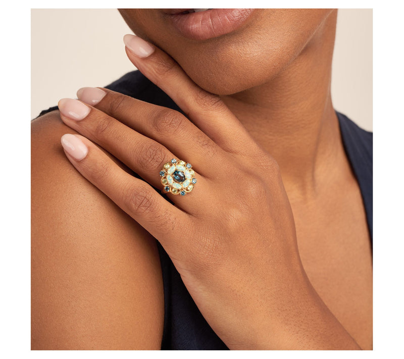 Affinity Gems Multi-Gemstone Cocktail Ring, 18K Gold Plated — View 5