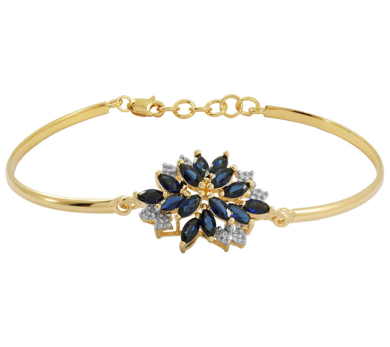 Affinity Gems Created Sapphire Floral Bracelet, 18K Plated — Main view