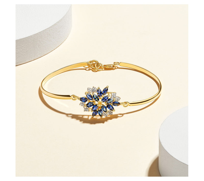Affinity Gems Created Sapphire Floral Bracelet, 18K Plated — View 5
