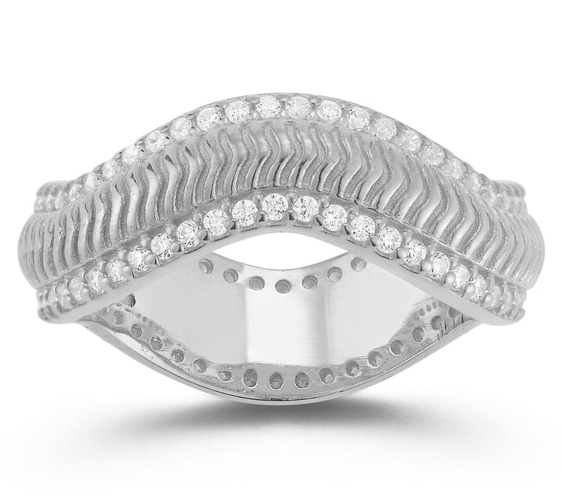 Sterlina Silver Bold Ribbed Wave Ring, Sterling — View 5