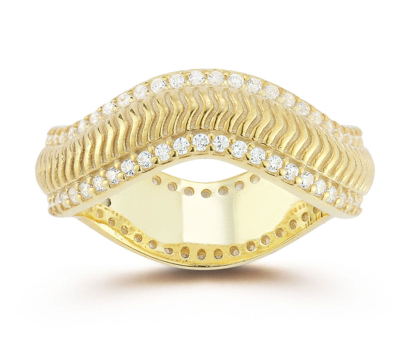 Sterlina Silver Bold Ribbed Wave Ring, Sterling — View 3