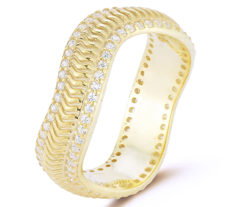 Sterlina Silver Bold Ribbed Wave Ring, Sterling — View 6