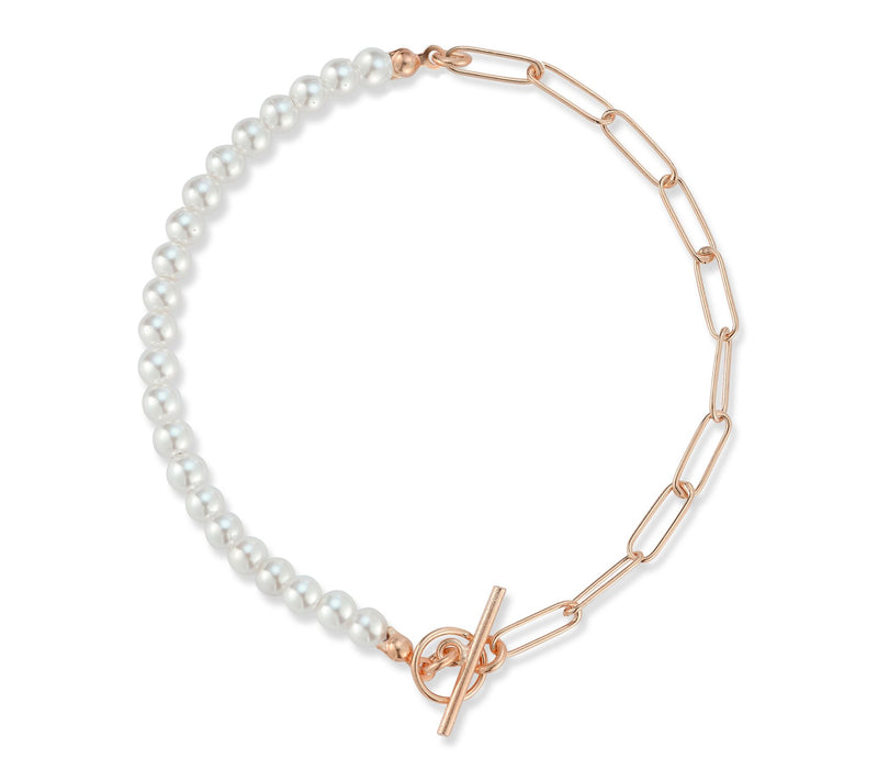 Sterlina Silver Cultured Pearl & Paperclip Bracelet, Sterling — View 8