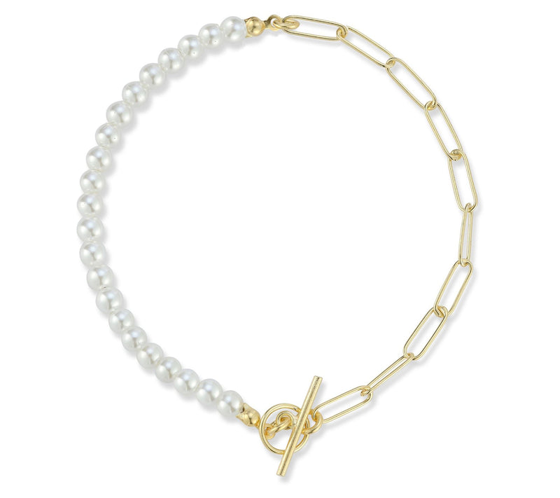 Sterlina Silver Cultured Pearl & Paperclip Bracelet, Sterling — View 10
