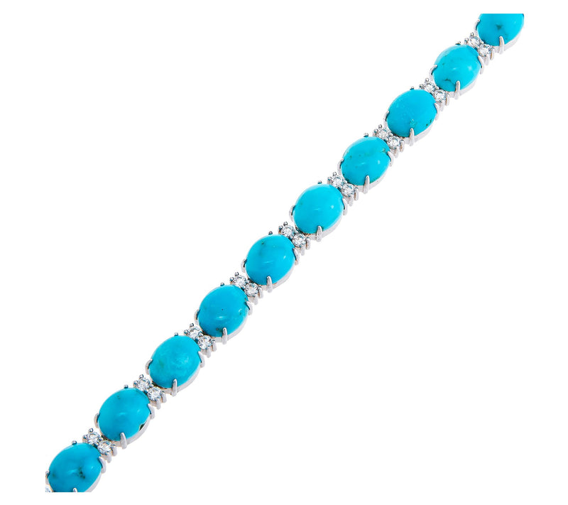 Affinity Gems Turquoise & White Zircon Bracelet, Sterling — View 2