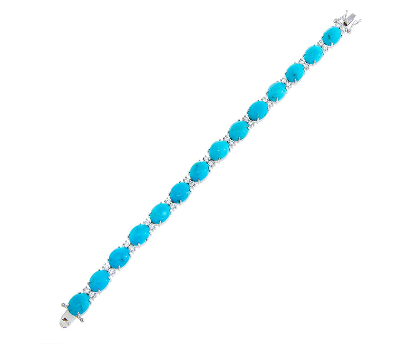 Affinity Gems Turquoise & White Zircon Bracelet, Sterling — View 3