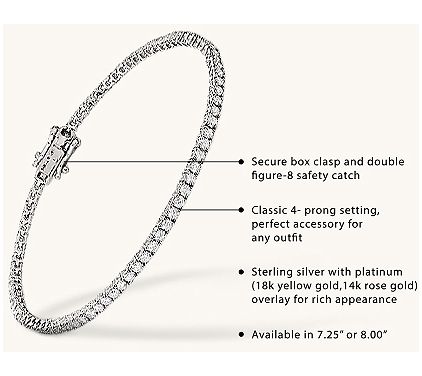 Diamonique 4.85 cttw Tennis Bracelet, Sterling Silver — View 11
