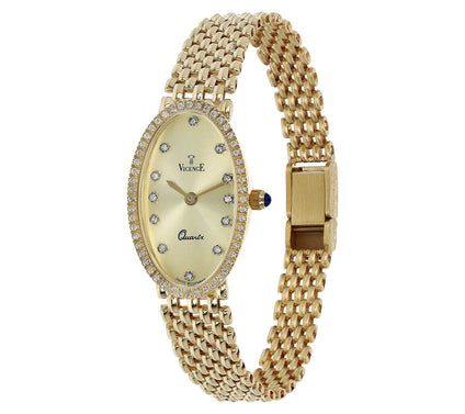 Vicence 14K Gold Oval Panther Link Watch