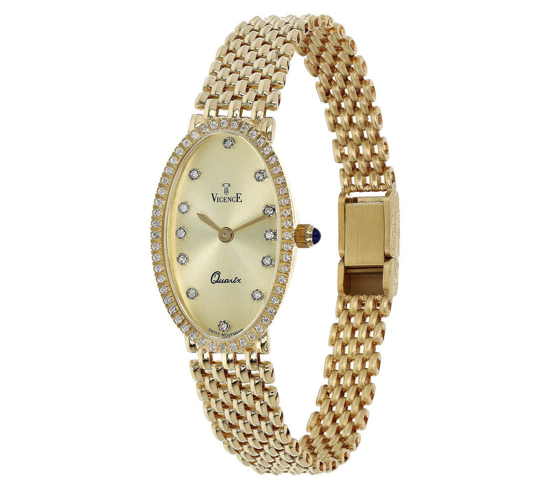 Vicence 14K Gold Oval Panther Link Watch — Main view