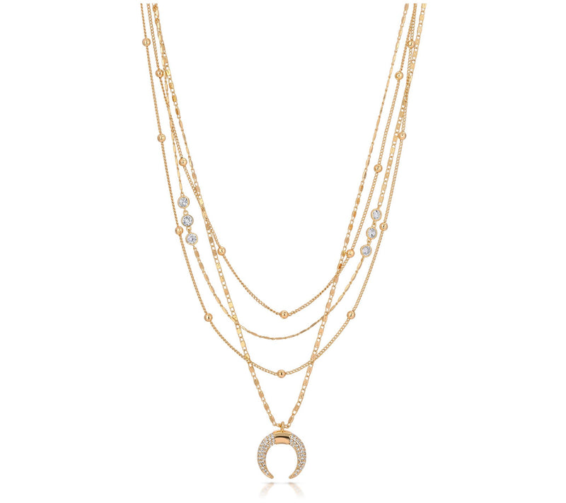 Ettika Crescent Horn Layered-Chain Necklace — Main view