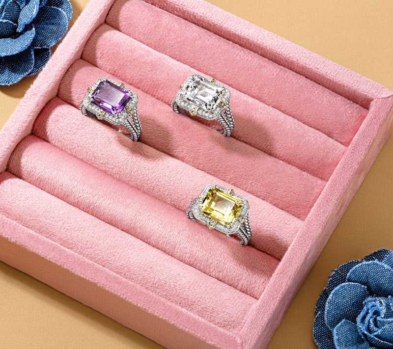 JAI Sterling & 14K Gemstone & 0.14ct Diamond Ring — View 8