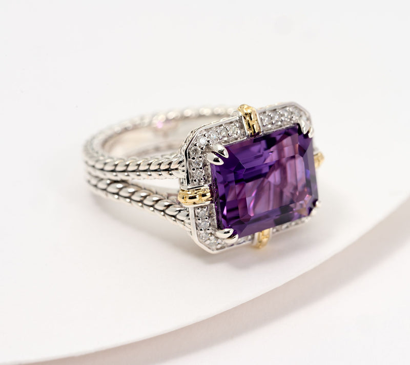 JAI Sterling & 14K Gemstone & 0.14ct Diamond Ring — View 5