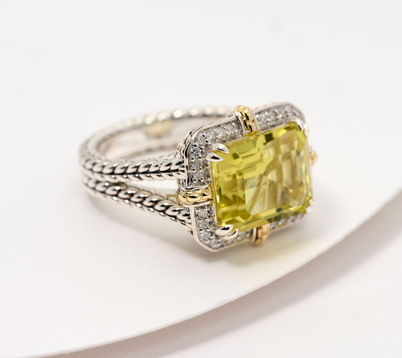 JAI Sterling & 14K Gemstone & 0.14ct Diamond Ring — View 7