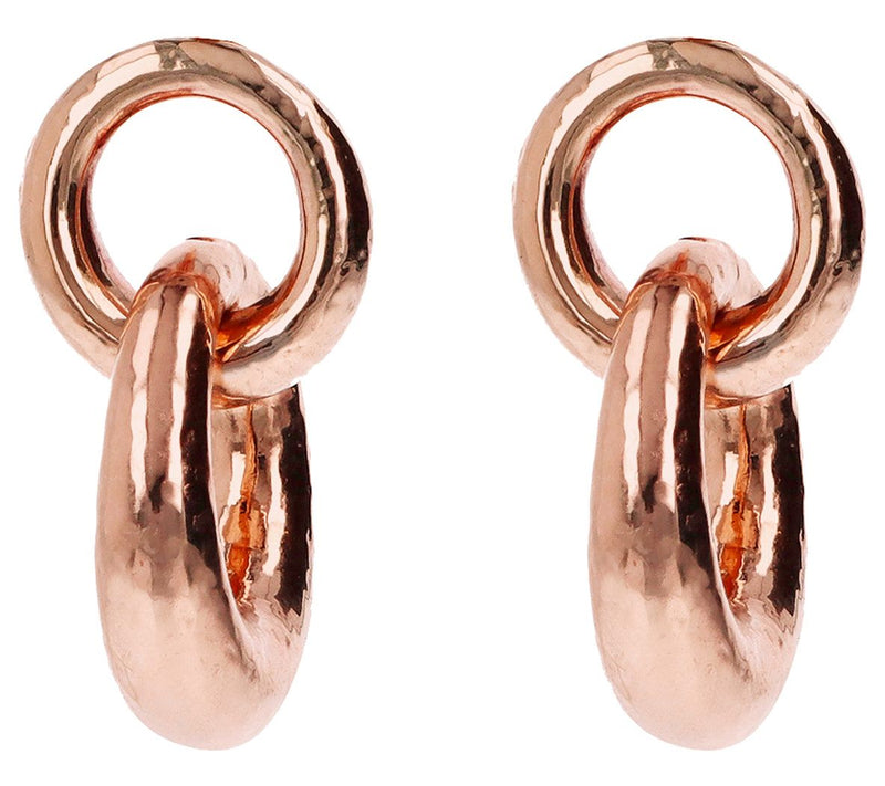 Louis Dell'Olio Bronze Hammered Double Round Link Earrings — View 7