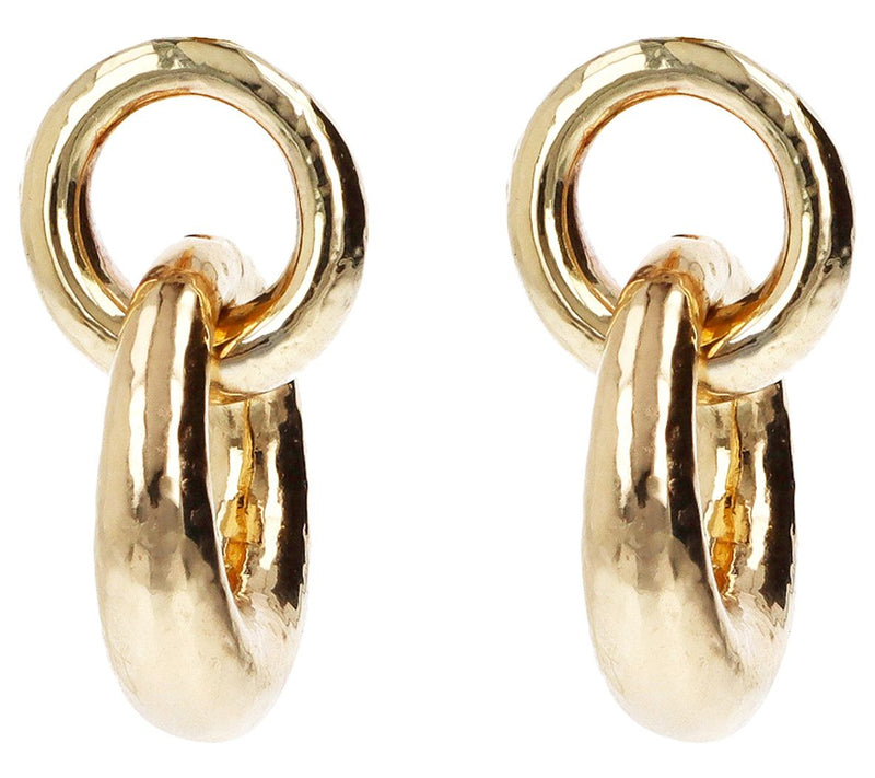 Louis Dell'Olio Bronze Hammered Double Round Link Earrings — Main view