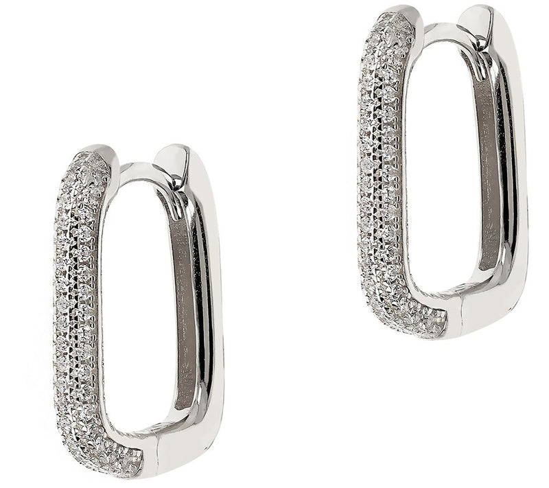 Diamonique Pave Huggie Hoop Earrings, SterlingSilver — View 3