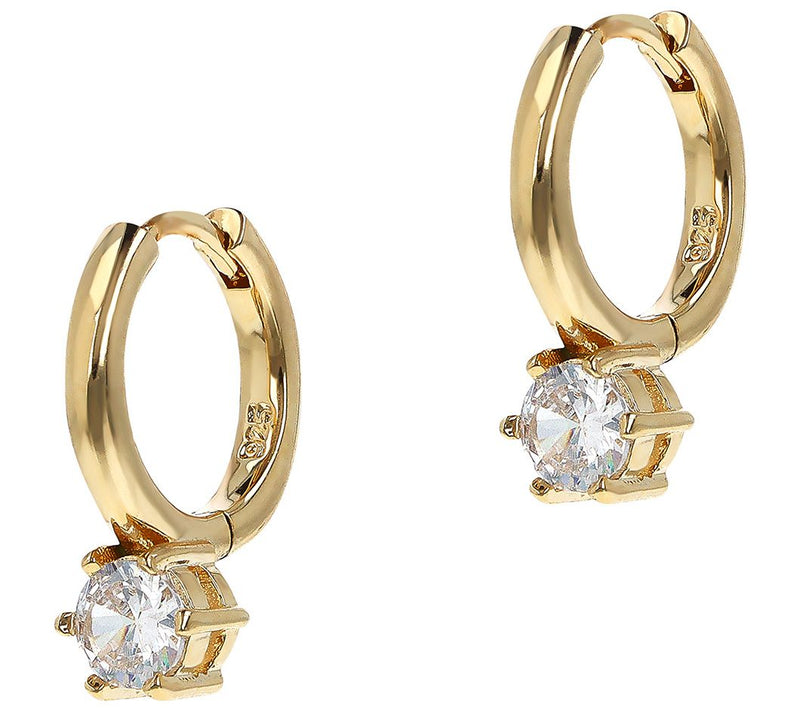 Diamonique Italia Solitaire Drop Hoop Earrings, Sterling — View 7