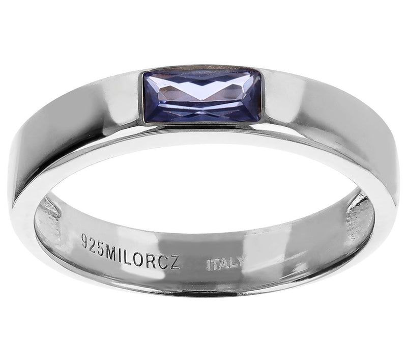 Diamonique Italia Baguette Stackable Band Ring, Sterling — Main view