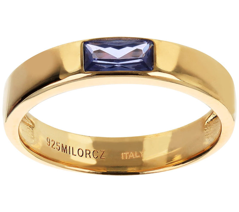 Diamonique Italia Baguette Stackable Band Ring, 18K Plated — View 9