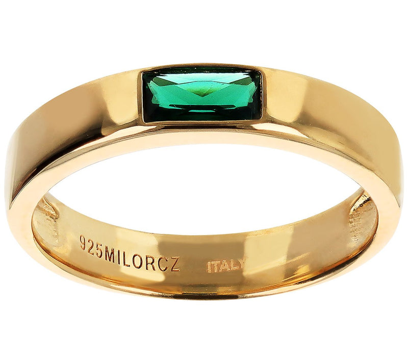 Diamonique Italia Baguette Stackable Band Ring, 18K Plated — View 10