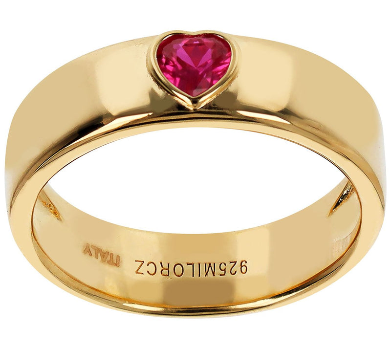 Diamonique Italia Red Heart Band Ring, SterlingSilver — View 10