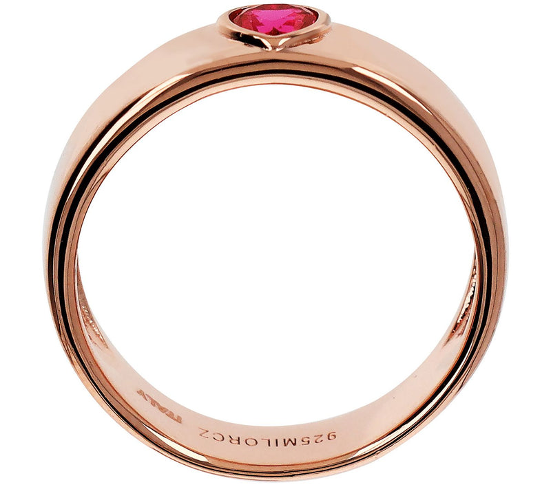 Diamonique Italia Red Heart Band Ring, SterlingSilver — View 3