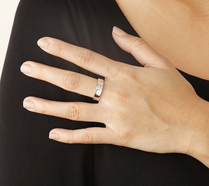 Diamonique Italia Heart Band Ring, Sterling Silver — View 3