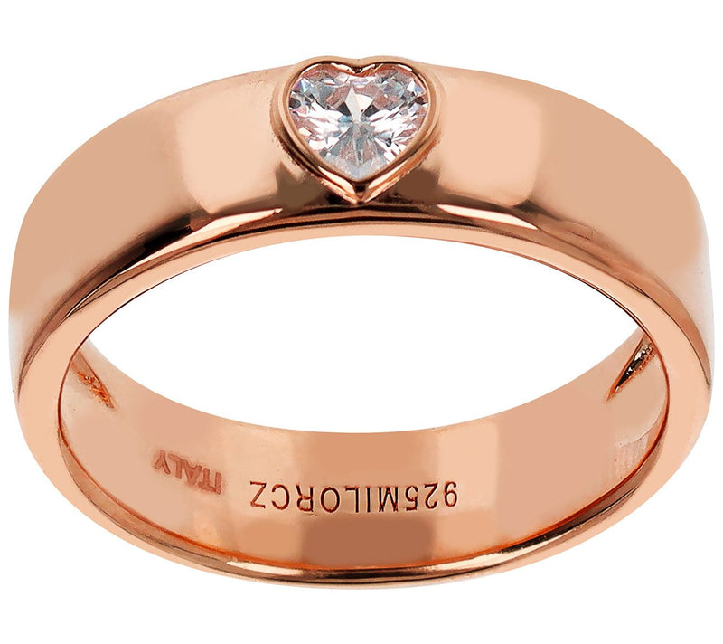 Diamonique Italia Heart Band Ring, Sterling Silver — View 7