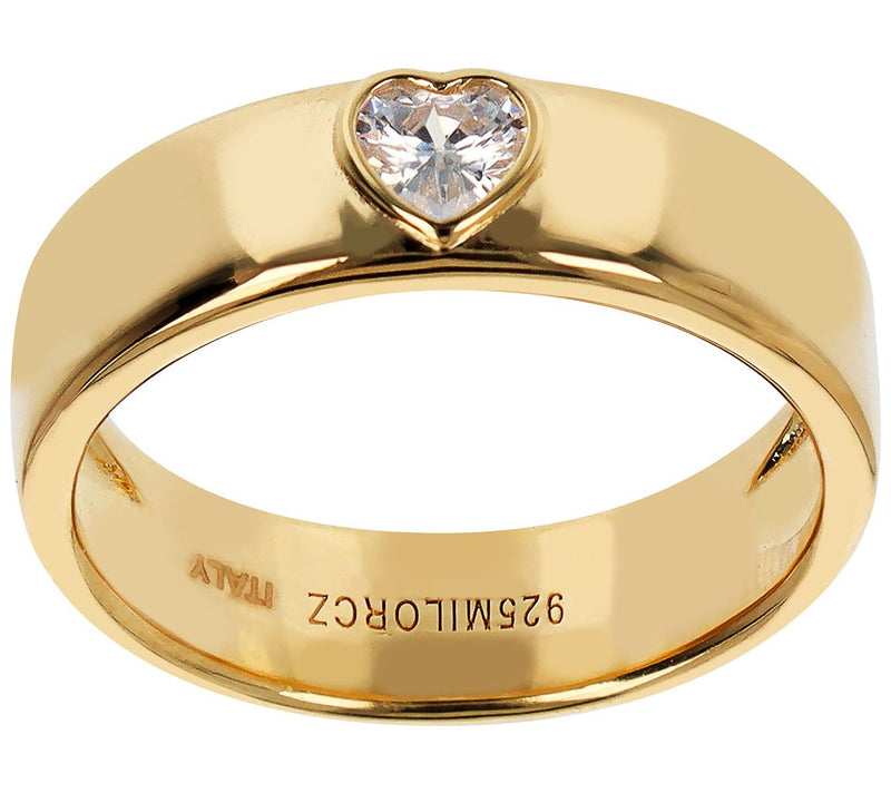 Diamonique Italia Heart Band Ring, Sterling Silver — View 9